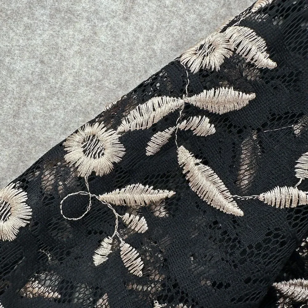 Catherines Cardigan Womens 2XWP Black Ivory Lace Embroidered Boho Cover Up‎ - Picture 4 of 9